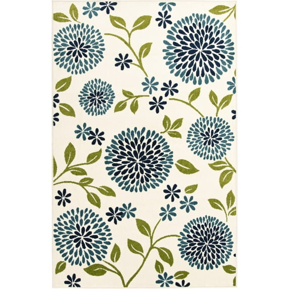 Loomaknoti Terrace Tropic Tenavon 5' x 7' Floral Indoor/Outdoor Area Rug , Blue/White