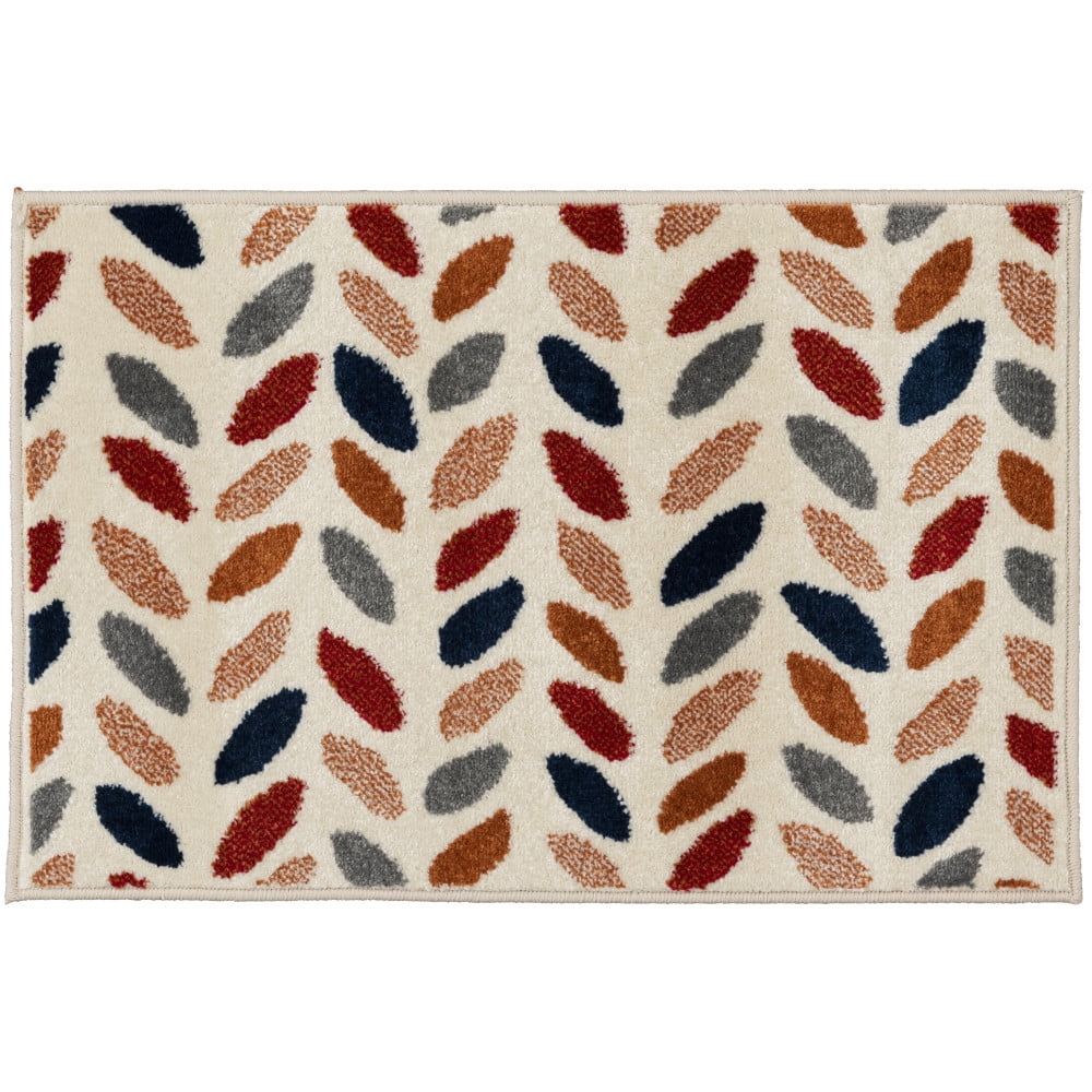Rectangular Blue and Multicolor Synthetic Easy Care Area Rug