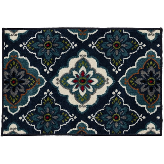 Loomaknoti Terrace Tropic Turberry 4' x 6' Floral Indoor/Outdoor Area Rug , Blue/White