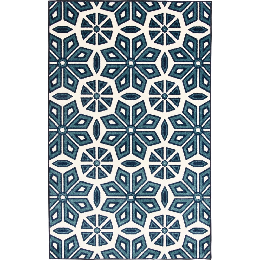Loomaknoti Terrace Tropic Vensley 9' x 12' Geometric Indoor/Outdoor Area Rug , Blue/White