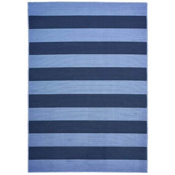 Loomaknoti Tributary Awning Stripe 6' x 9' Striped Indoor/Outdoor Area Rug , Blue