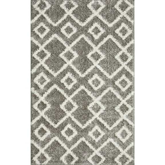 Loomaknoti Vemoa Adeta 3' x 5' Gray Geometric Polyester Indoor Accent Rug