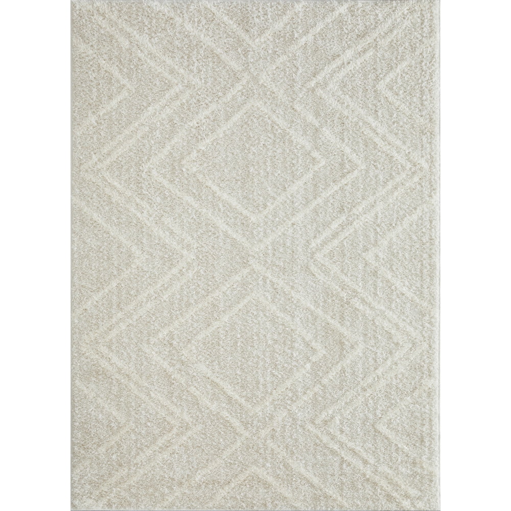 Cream 9' x 12' Stain-Resistant Synthetic Area Rug