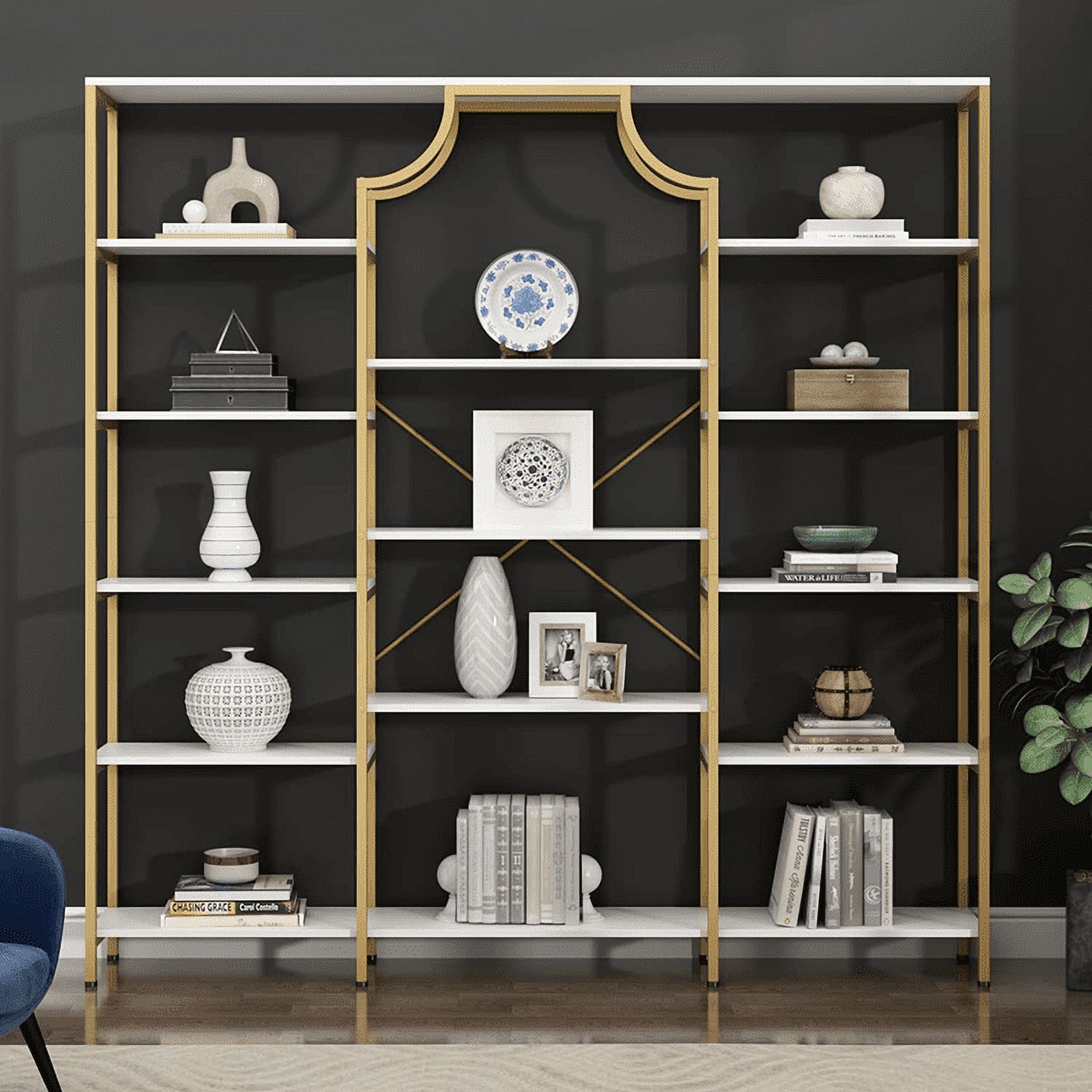 Colma Tall XFrame Bookcase/Etagere, Gold