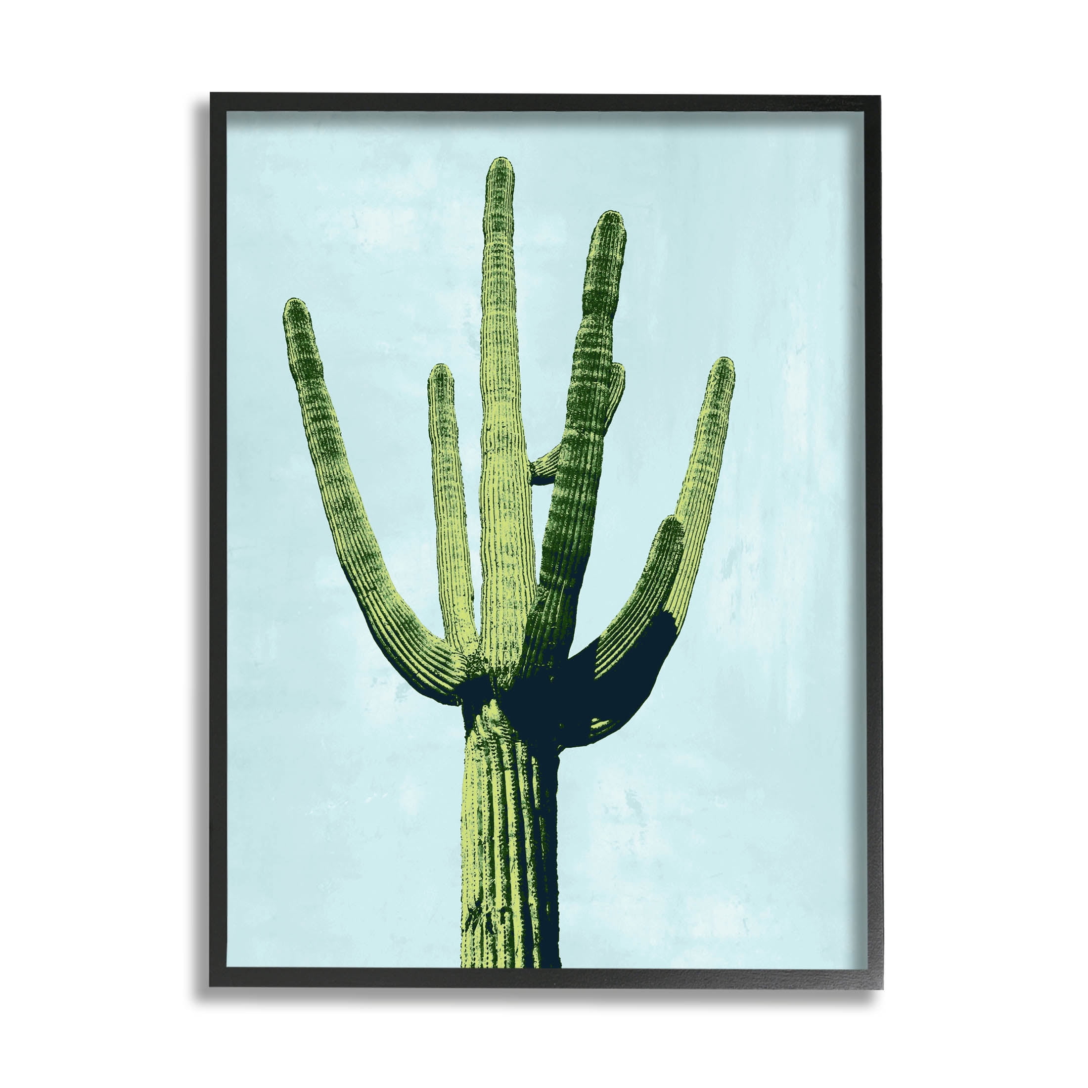 Looming Cactus Turquoise Sky Botanical & Floral Graphic Art Black Framed Art Print Wall Art