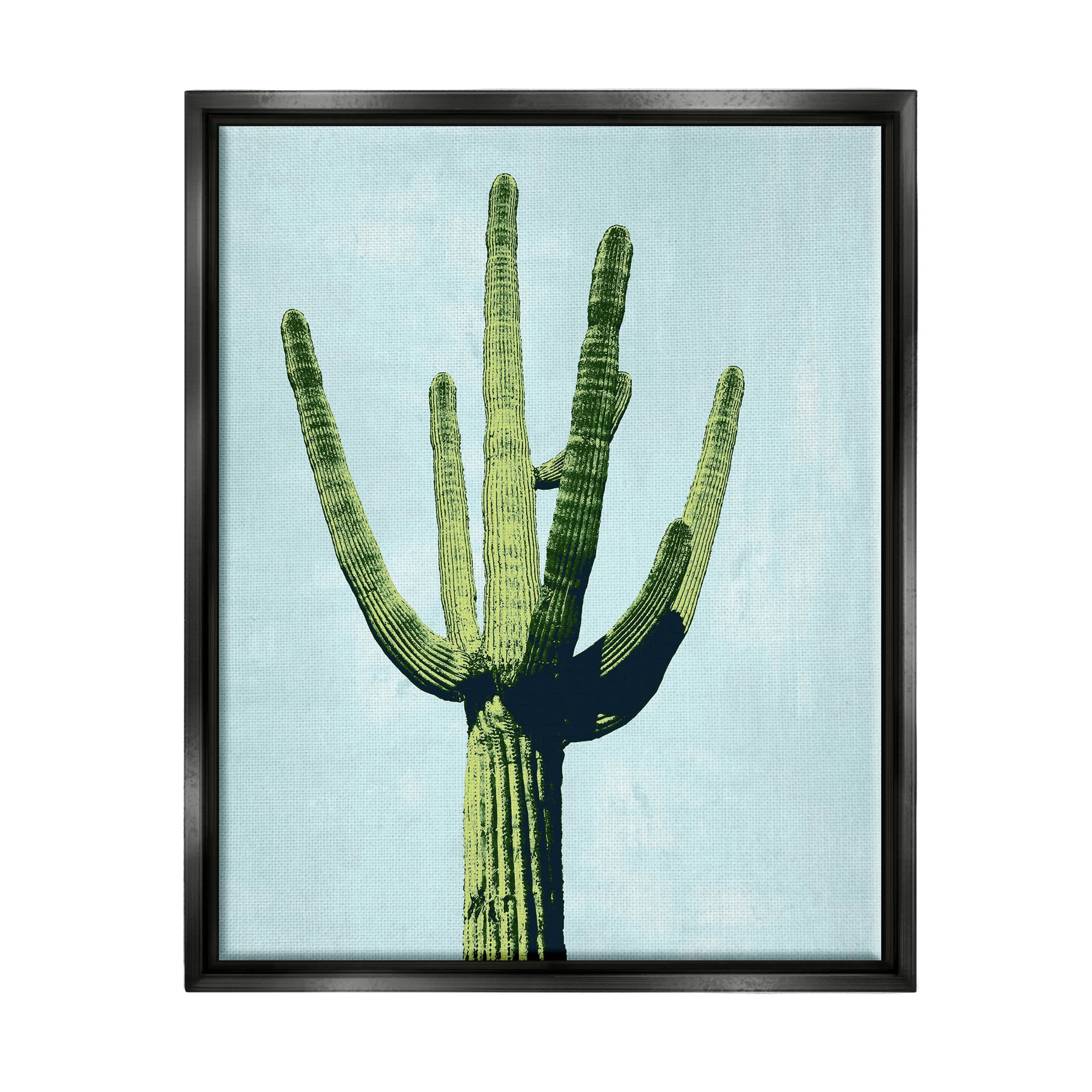 Looming Cactus Turquoise Sky Botanical & Floral Graphic Art Jet Black Framed Art Print Wall Art