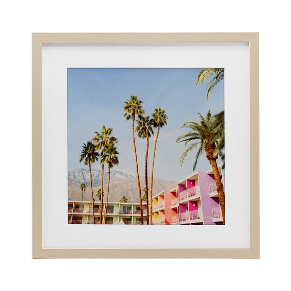 Looming Palms over Resort Birch Framed Print Under Glass, design by LISH Creative
