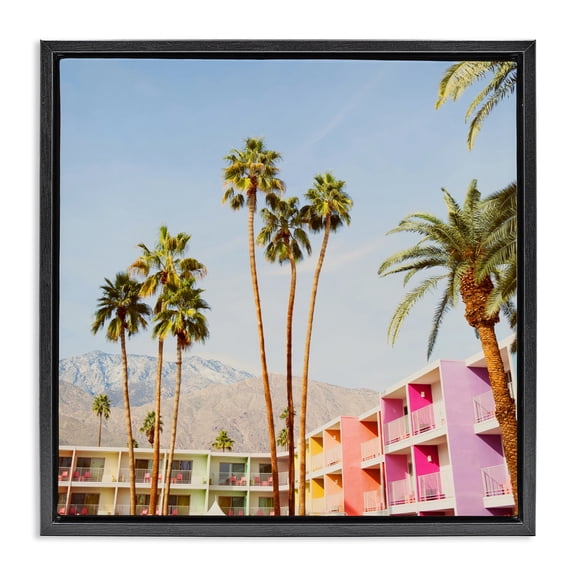 Looming Palms over Resort Black Framed Floater Canvas Wall Art, design by LISH Creative