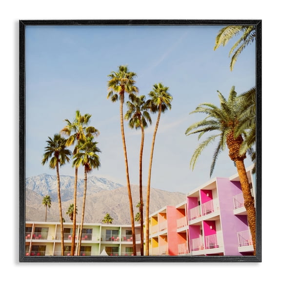 Looming Palms over Resort Black Framed Giclee Art, design by LISH Creative