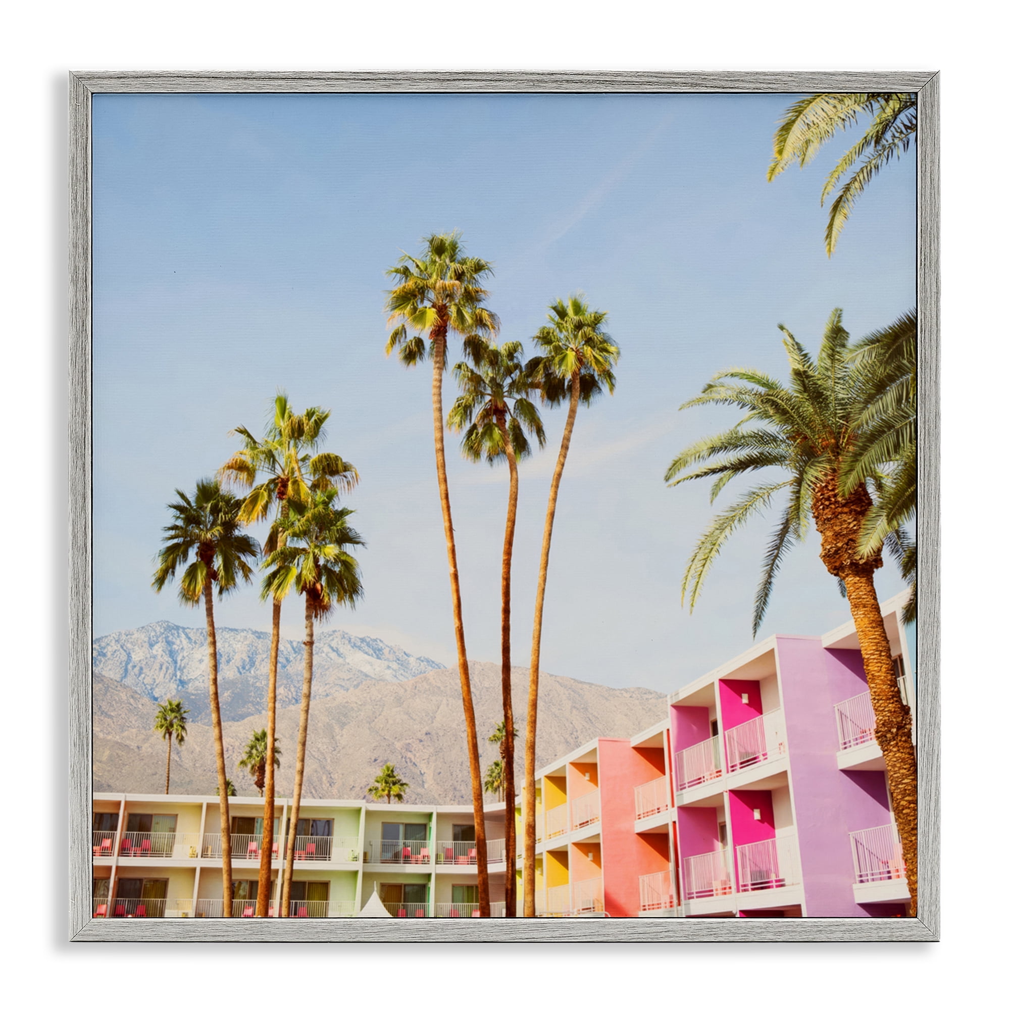 Looming Palms over Resort Gray Framed Giclee Art, design by LISH Creative