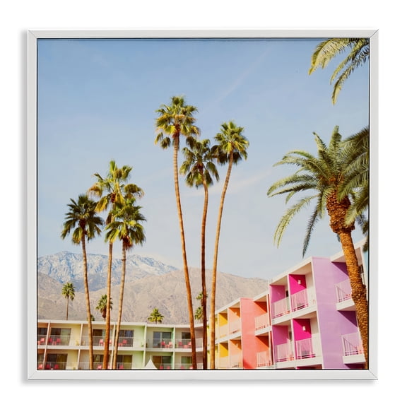 Looming Palms over Resort White Framed Giclee Art, design by LISH Creative