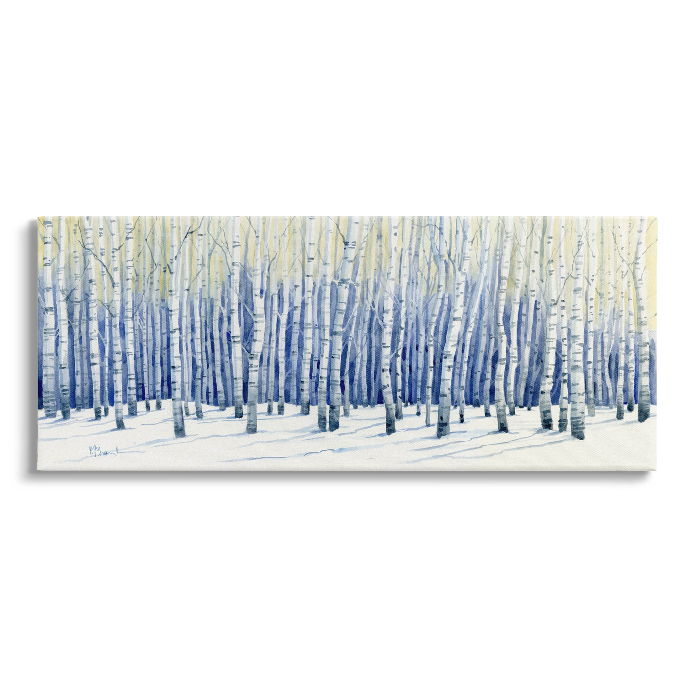 Looming Winter Birch Trees Landscape Graphic Art Gallery Wrapped Canvas Print Wall Art