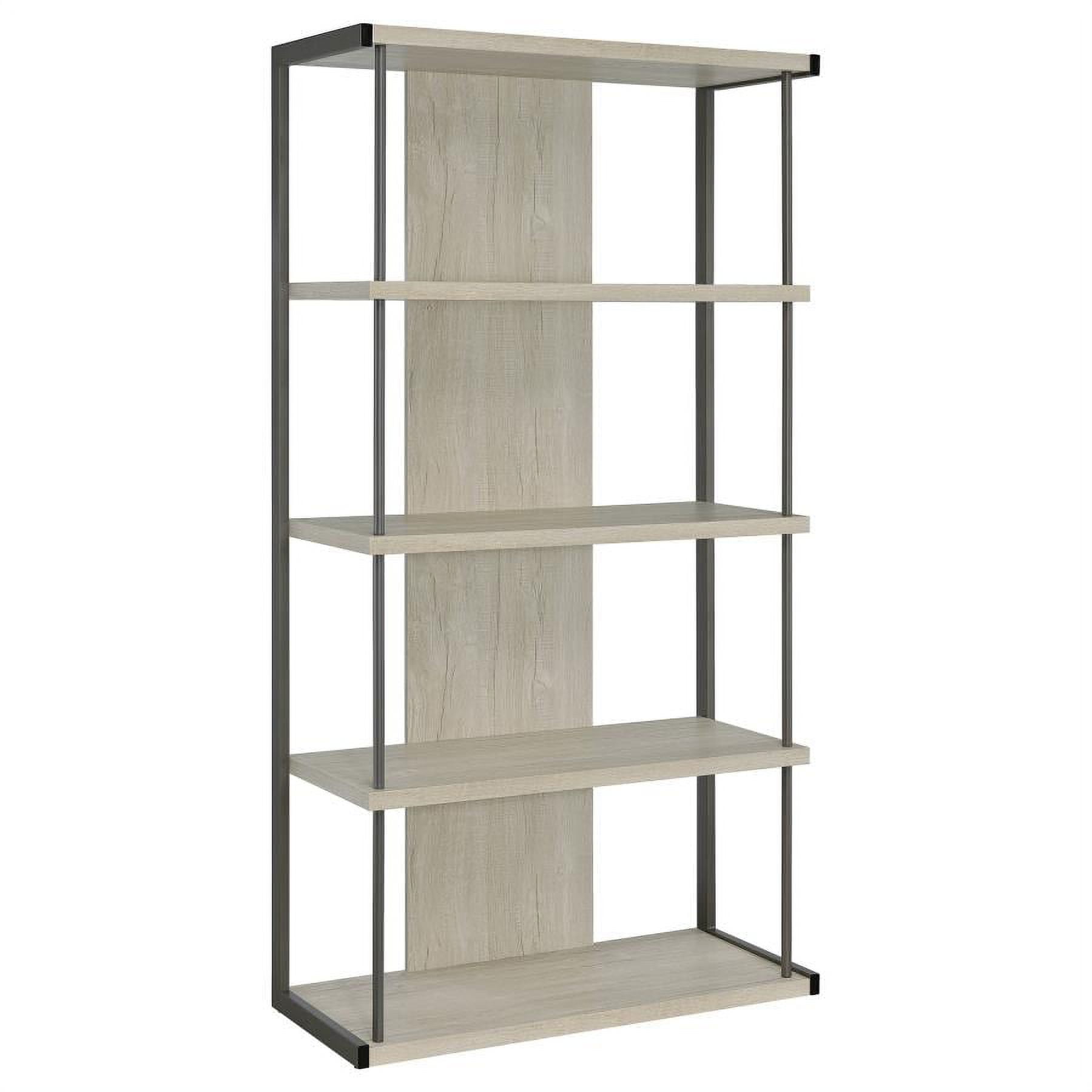 Loomis 72" Gray Wood and Metal 4-Shelf Bookcase