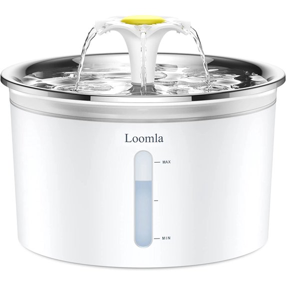 Loomla Pet Fountain, 85oz/2.5L Cat Dog Water Fountain with 2 Replacement Filters ,Silver