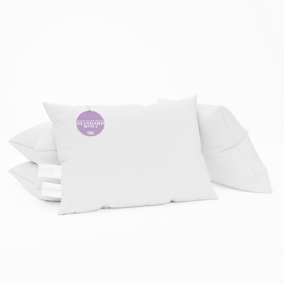 Looms & Linens Hotel Luxury Sleeping Pillows 20x26 - 4-Pack Standard Size Bed Pillow Set - Down Alternative - Made in USA Cool Comfortable Sleep for Back, Stomach, Side Sleeper