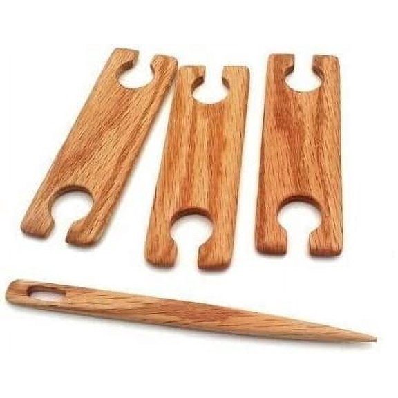 LoomsAndToolz 4 Piece 4 inch Long x 1.5 inch Inkle Loom Weaving Stick shuttles