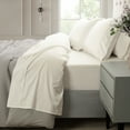 thumbnail image 1 of Loomsnest 100% Long Staple Cotton 400 Thread Count Sateen Sheet Set, Wrinkle Resistant, Deep Pocket, Fits up to 18", King, Ivory, 1 of 10