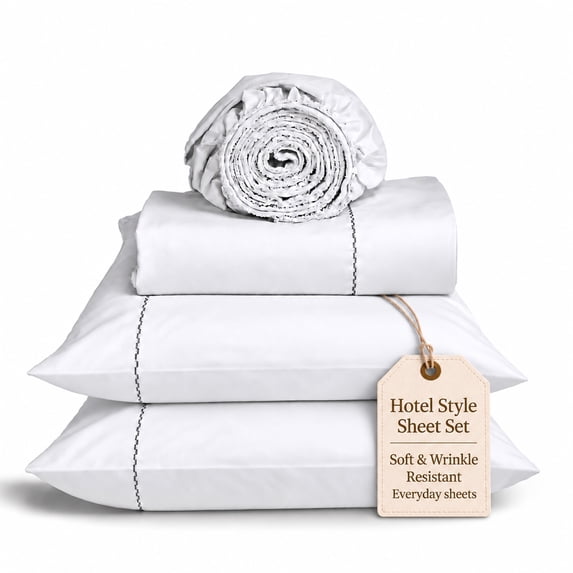 Loomsnest 1800 Series Double Brushed Microfiber 4 Piece Queen Sheet Set, Hotel Style, Wrinkle & Fade Resistant, 16 Inch Deep Pocket, White