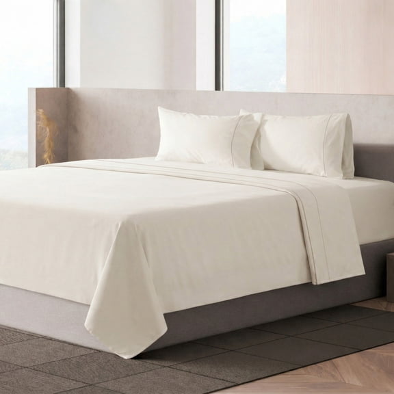 Loomsnest 3 Piece Twin Sheets Set, Cool & Crisp Percale, 100% Cotton Sheets, Deep Pockets, Ivory