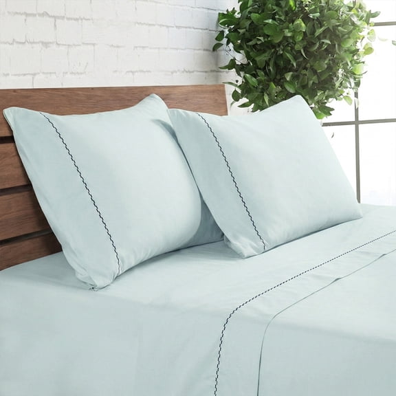 Loomsnest 1800 Series Double Brushed Microfiber 4 Piece King Sheet Set, Hotel Style, Wrinkle & Fade Resistant, 16 Inch Deep Pocket, Aqua Blue