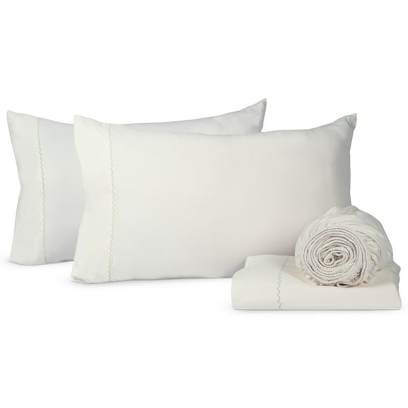 Loomsnest Luxury 1800 Series Brushed Microfiber 4 Piece Queen Size Sheet Set, Wrinkle Resistant, Deep Pocket (Fits up to 16"), Ivory
