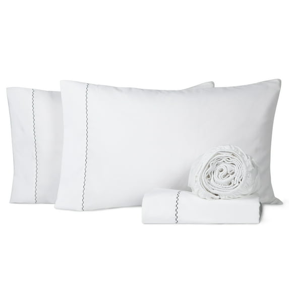 Loomsnest Luxury 1800 Series Brushed Microfiber 4 Piece Queen Size Sheet Set, Wrinkle Resistant, Deep Pocket (Fits up to 16"), White