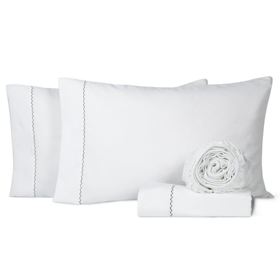 Loomsnest 1800 Series Hotel Quality 4 Piece Queen Sheet Set, Wrinkle Resistant, Deep Pockets, White