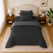 Loomsnest 2-Piece Twin Comforter Set, All Season Duvet Insert, Soft, Lightweight, Diamond Stitched, Reversible Down Alternative Comforter (Black & Dark Gray)