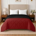 thumbnail image 1 of Loomsnest Diamond Quilted Comforter King Size, All Season, Soft, Lightweight, Reversible Down Alternative Duvet Insert (Red & Black), 1 of 7
