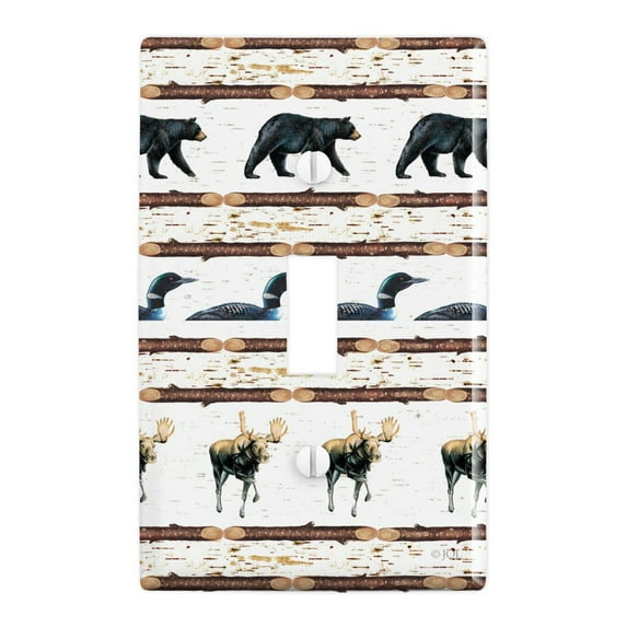 Loon Moose Bear Lodge Log Cabin Plastic Wall Decor Toggle Light Switch Plate Cover