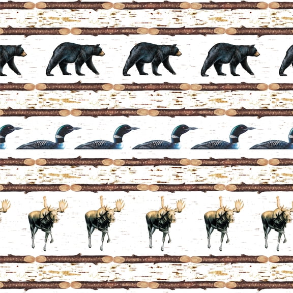 Loon Moose Bear Lodge Log Cabin Premium Roll Gift Wrap Wrapping Paper