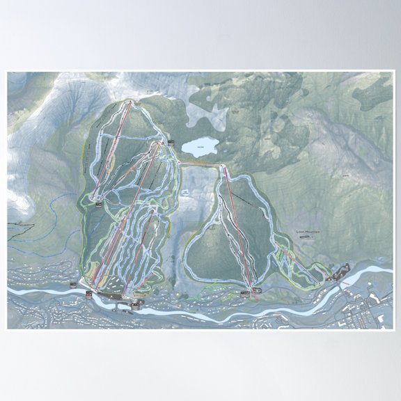 Loon Mountain Resort Trail Map Poster Wall Art, Modern Wall Decor, 16x24 UNFRAMED