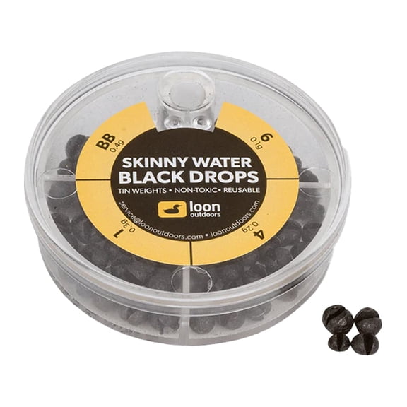 Loon Tin Drops Skinny Water Split Shot Assortment 4 Sizes Black