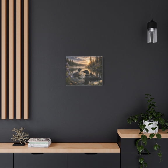 Loon Rustic Lake House Wildlife Nature Wall Art, Coastal Living Room And Gallery Wall Decor