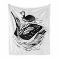thumbnail image 1 of Loon Soft Flannel Fleece Throw Blanket, Pencil Sketch Illustration of Mother and Baby Silhouettes Swimming in Pond, Cozy Plush for Indoor and Outdoor Use, 60" x 80", Charcoal Grey White, by Ambesonne, 1 of 6