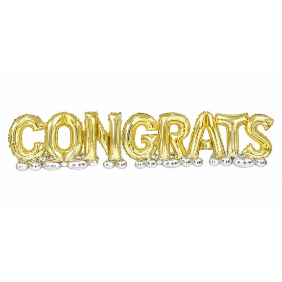LoonBalloon 131 Inch x 24 Inch Air Loonz Congrats Air-Fill Balloon Decor Kit