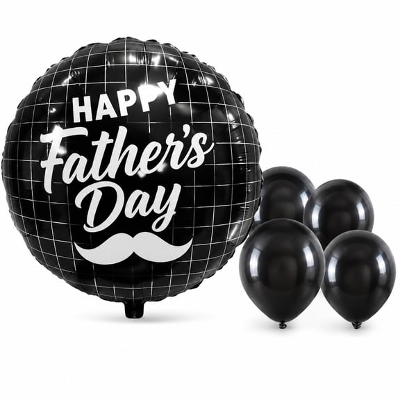 LoonBalloon 16 Inch Sphere Fathers Day Graphic Grids Balloon with 4 latex