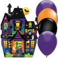 thumbnail image 1 of LoonBalloon 27" Haunted Manor Halloween Foil Balloon with 4 Latex Balloons – Spooky Haunted House Party Decoration Set, 1 of 3