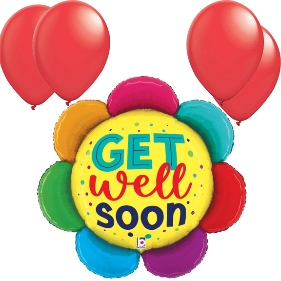 LoonBalloon 27 Inch Get Well Colorful Flower Balloon Bright & Cheerful Get Well Soon Balloon