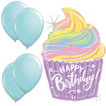 thumbnail image 1 of LoonBalloon 27 Inch Pastel Frosted Cupcake Birthday Balloon with 4 latex balloons - Festive & Fun, 1 of 1