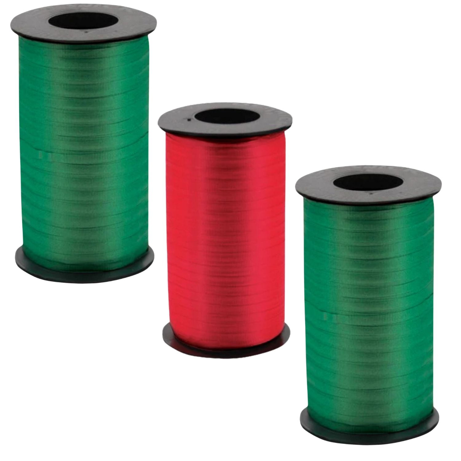 LoonBalloon 3-Pack Christmas Curling Ribbon Set ‚ 3/16 Inch wide Red & Green, 3/16 Inch 500yds Each
