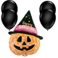 thumbnail image 1 of LoonBalloon 33" Halloween Disco Jack-o-Lantern Holographic Balloon with 4 Latex Balloons – Party Decoration Set, 1 of 1