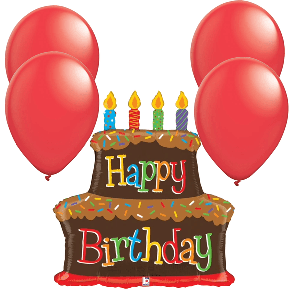 LoonBalloon 37 Inch Chocolate Cake Birthday Balloon 4 latex balloons - Festive & Delicious