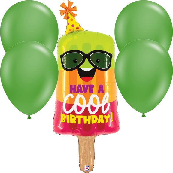 LoonBalloon 45 Inch Cool Birthday Popsicle Balloon with 4 latex balloons- Festive & Fun