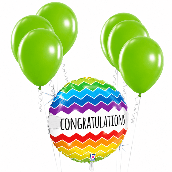 LoonBalloon Chevron Congratulations 18 Inch Balloon Set and 6 latex