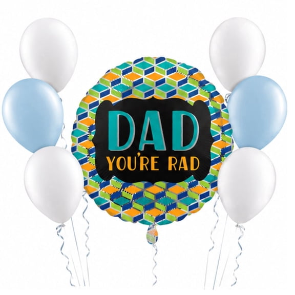 LoonBalloon DAD You're RAD Foil Balloon Set, 18 in with 6 latex