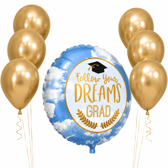 LoonBalloon Follow Your Dreams Grad Balloon Set 18 Inch 6 latex