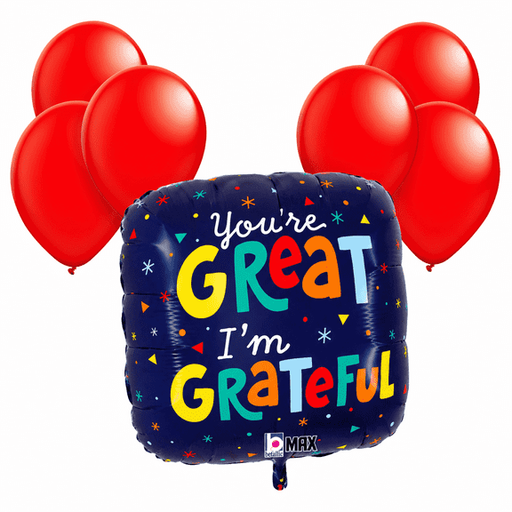 LoonBalloon Grateful Foil Balloon Set, 18 Inch with 6 Latex