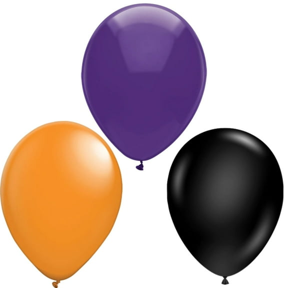 LoonBalloon Halloween Latex Balloons 11 Inch 15 Pack Black Orange Purple Party Decoration