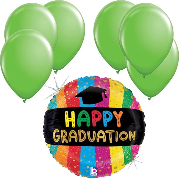LoonBalloon Happy Graduation Balloon Set 18 Inch with 6 latex